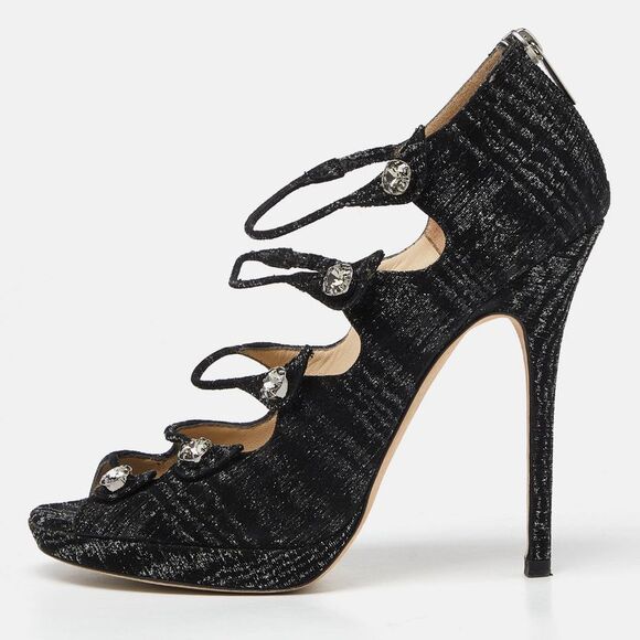 Jimmy Choo Black Lurex Fabric Platform Strap Sandals Size 37.5,New Products : American Fashion Style Bags On Sale